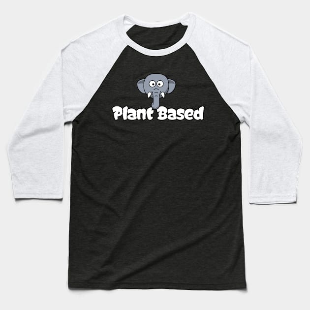 Plant Based Vegan Vegetarian Elephant Cartoon Kids Tshirt Baseball T-Shirt by evergreen_brand